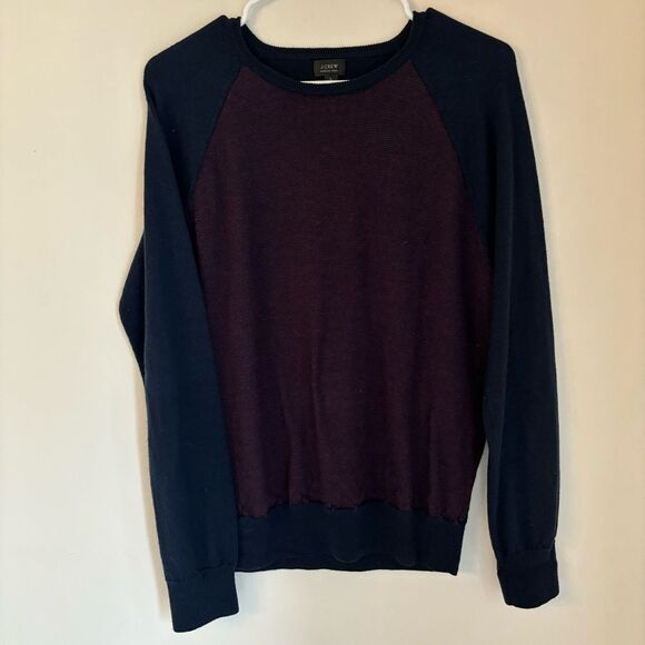 J. Crew Men’s 100% Merino wool baseball knit sweater size large - read below! - Picture 1 of 9